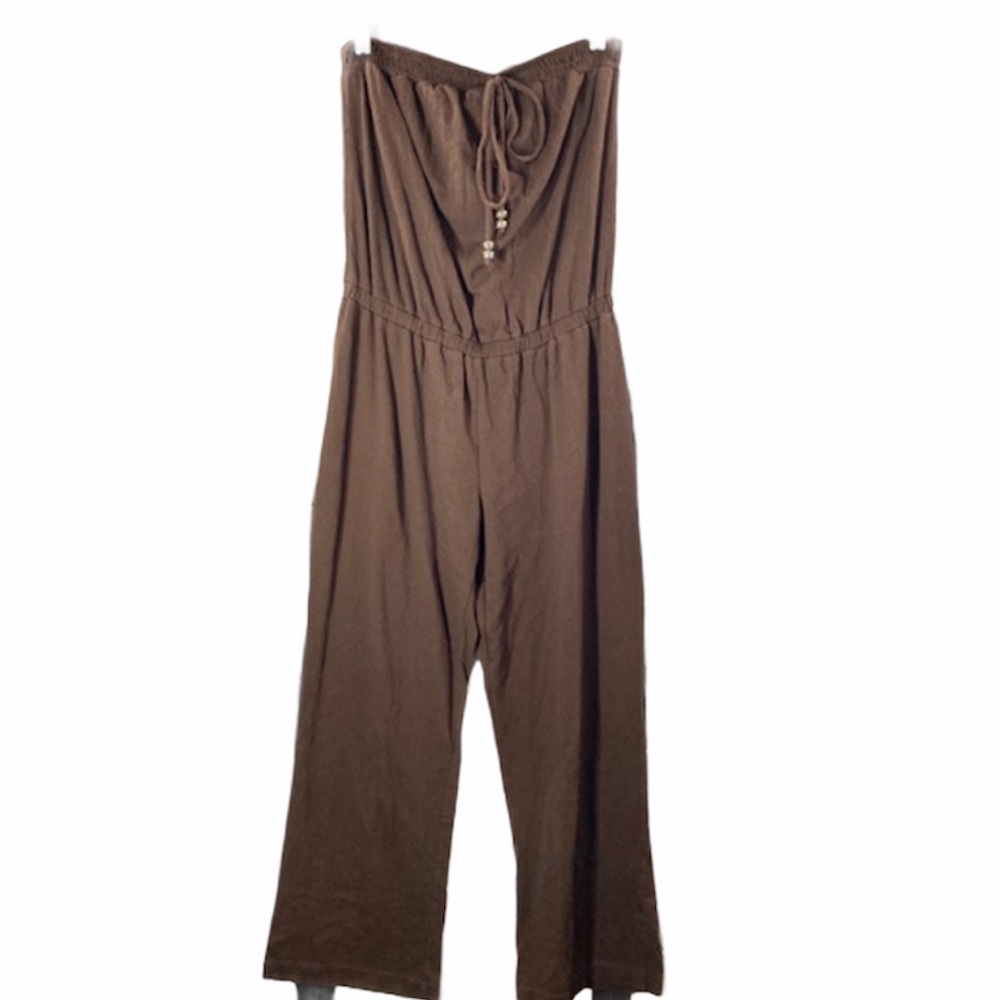 CURRANTS Vtg Med Women Brown Romper Stretch Jumper